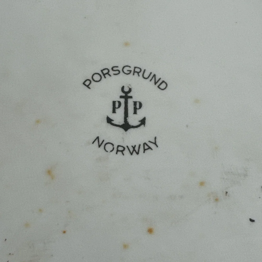 Vintage Porsgrund Norway Blue &‎ White Porcelain Fish Trivet w/Wessel Poem 1960s